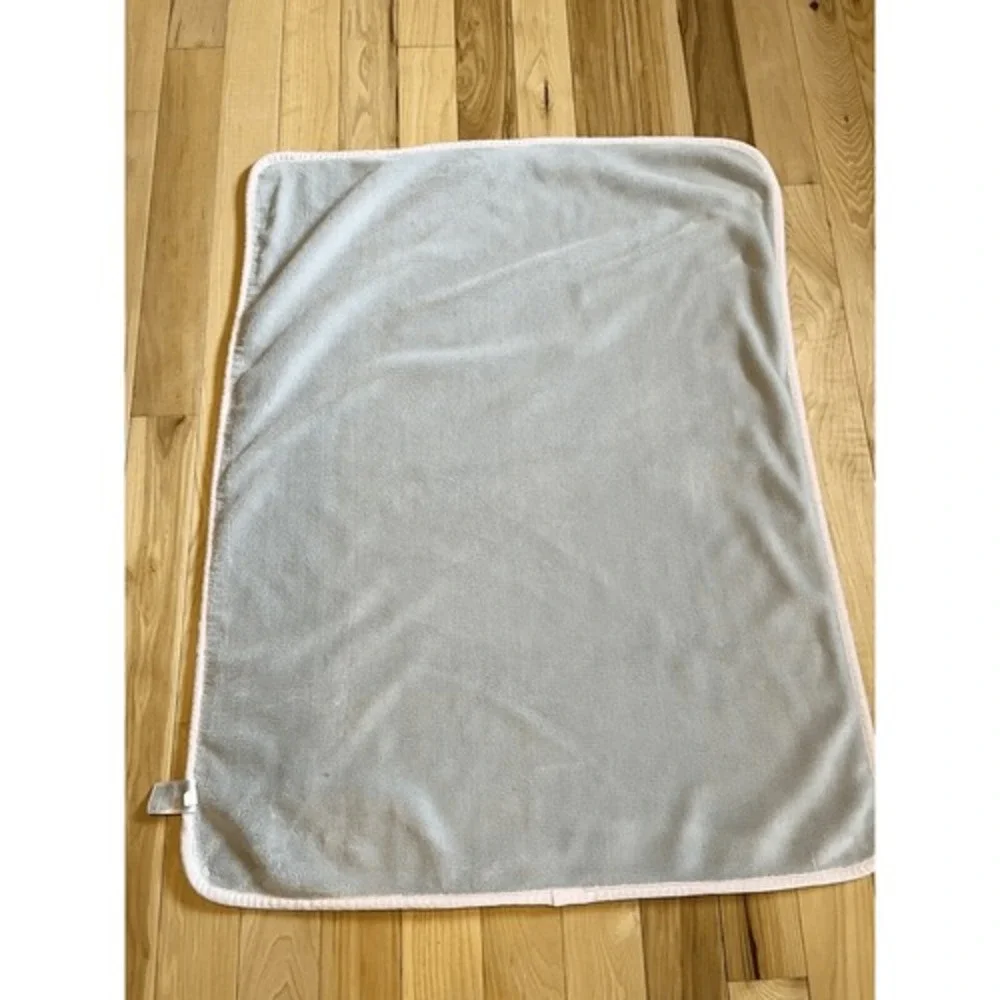 Koala Baby Bunny Rabbits & Butterflies Gray w Pink Velour Appliqued Baby Blanket